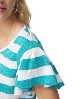 NWT Chico’s Linen/Metallic Flutter Sleeve Tee